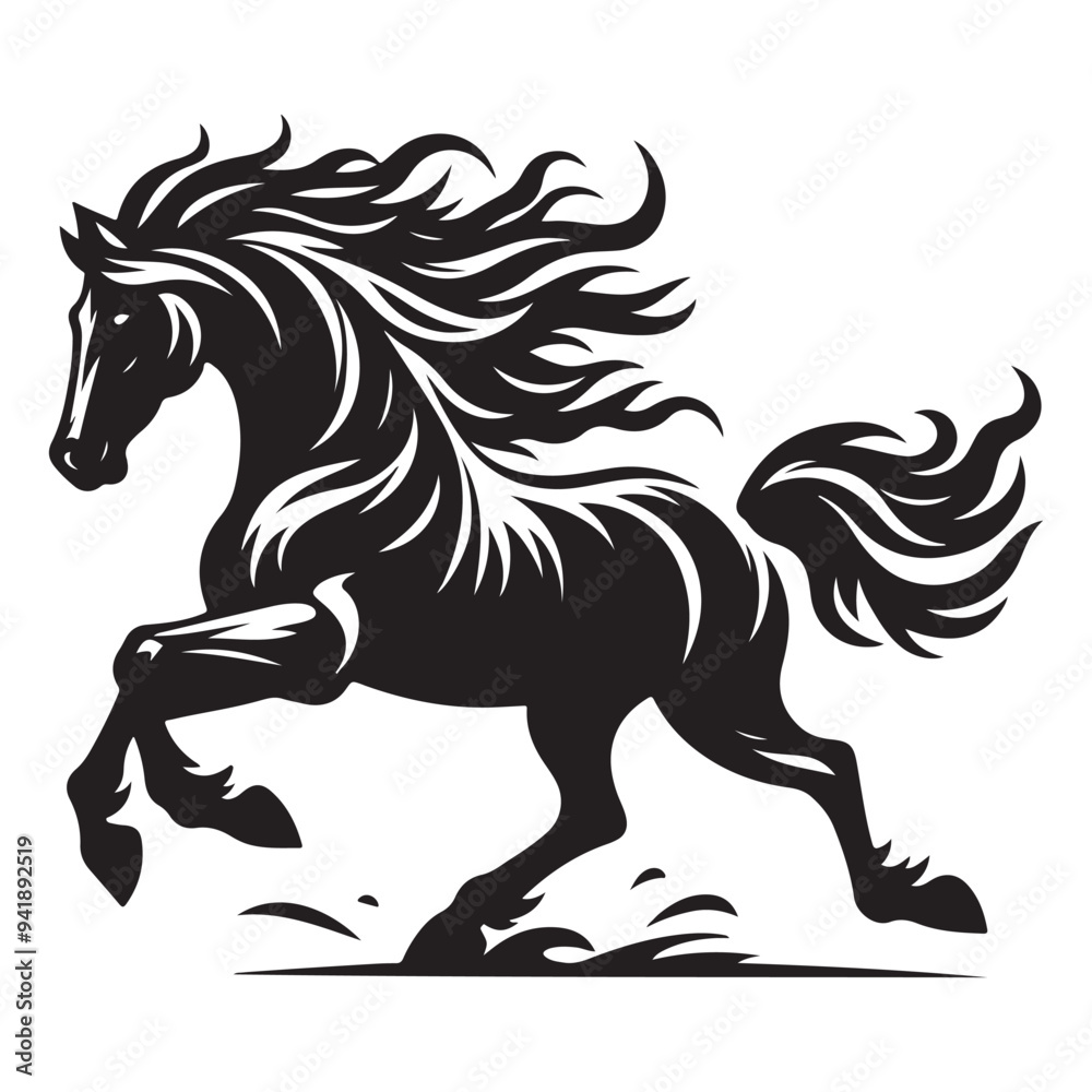 Fototapeta premium Jumping Horse Silhouette Clip Art, Horse silhouette vector