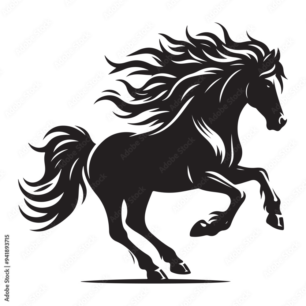 Jumping Horse Silhouette Clip Art, Horse silhouette vector