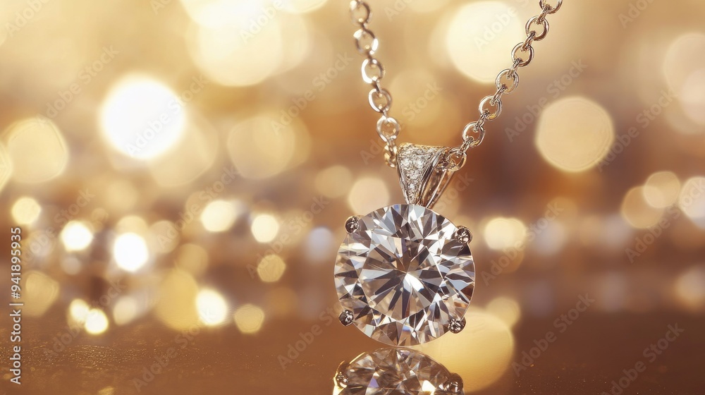 Diamond pendant in focus with blurred luxurious jewelry in the background, elegant and refined Diamond pendant in focus with blurred luxurious jewelry in the background, elegant and refined