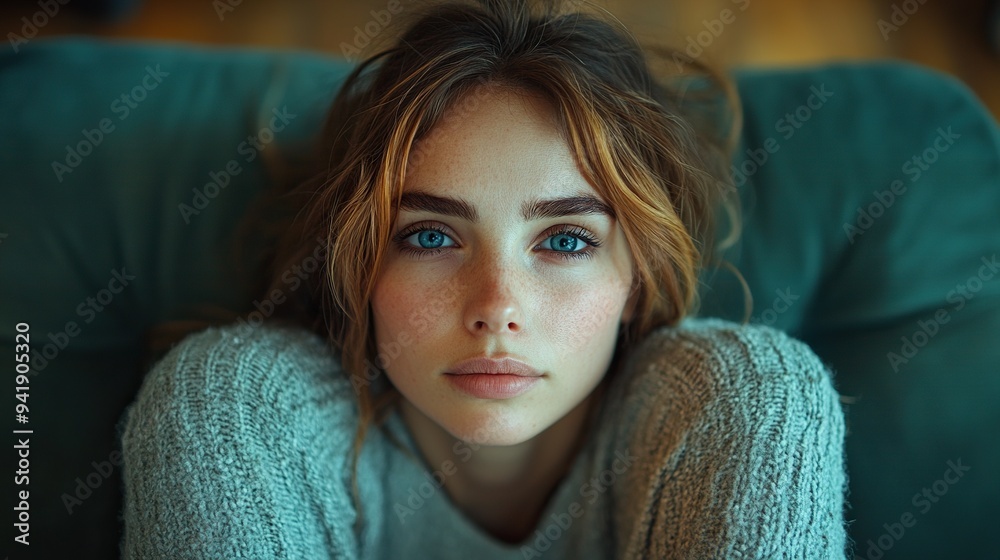 indoor portrait of sad woman concept of mental health.stock image indoor portrait of sad woman concept of mental health.stock image