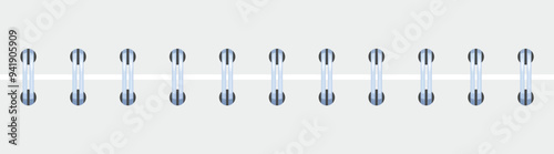 Close up on a row of metal binder rings holding together sheets of white paper