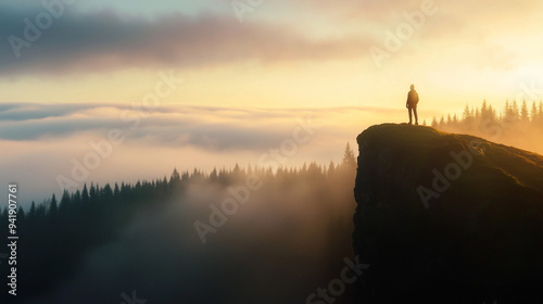 A lone traveler standing at...