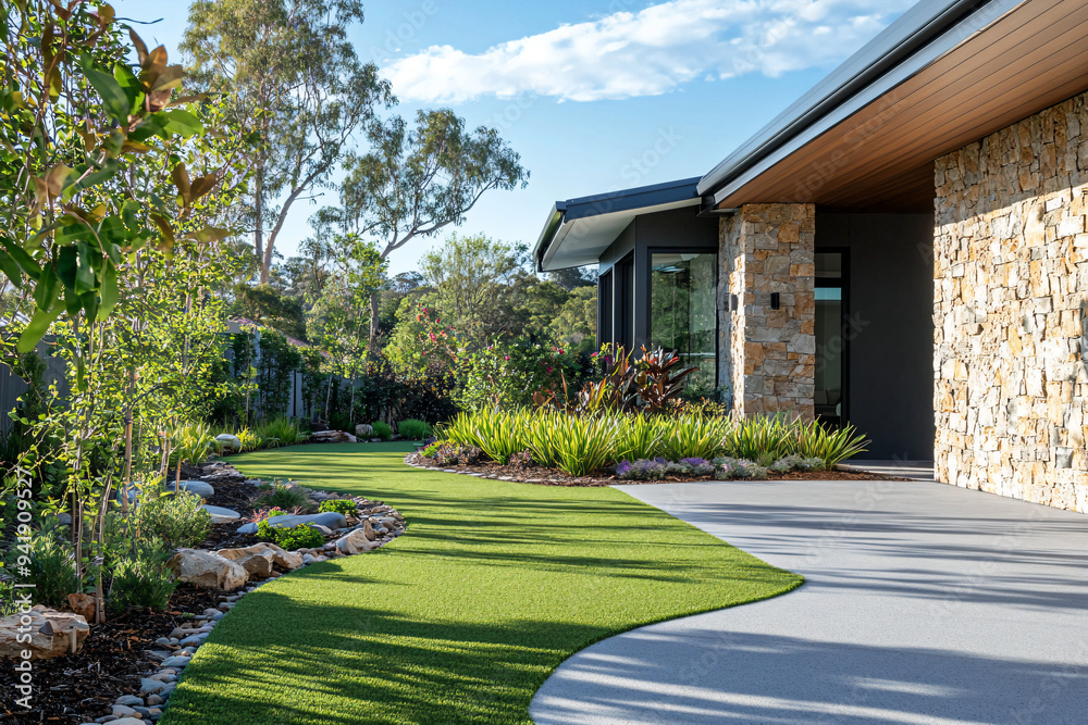 Naklejka premium Modern Home Backyard.