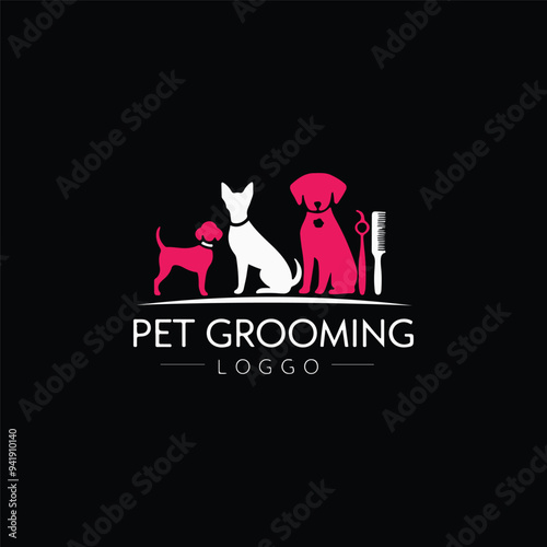 Free vector logo for pet styling and grooming shop, hair salon, pet store for dogs and cats, Vector illustration