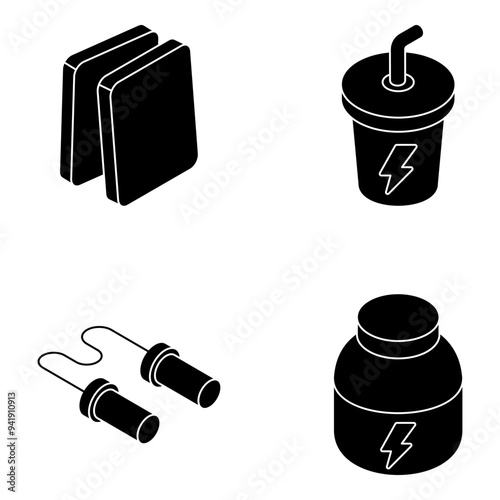 Set of Sports and Gym Flat Icons 

