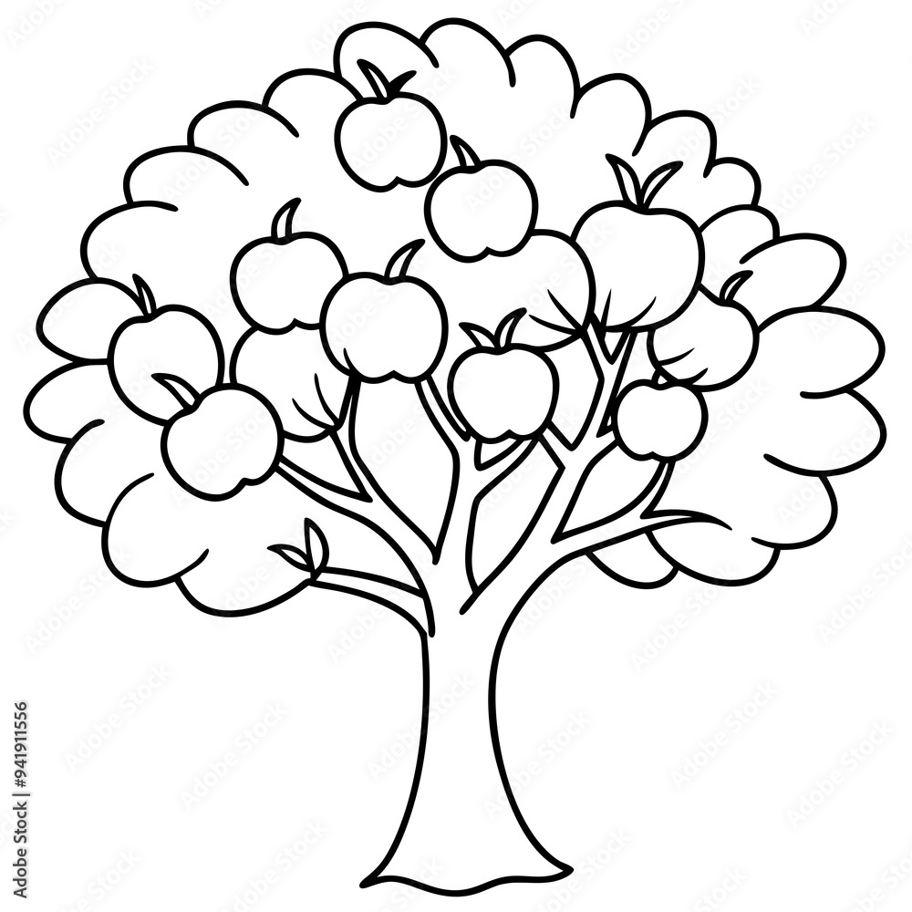 Obraz premium Fruit Tree Line Art