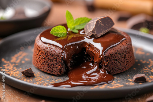 A close-up of a decadent, g...