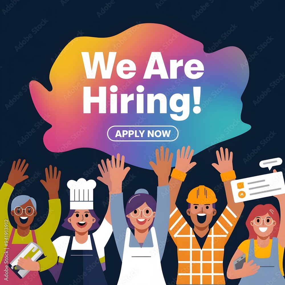 Modern Office Hiring Announcement - Friendly and Diverse Work Environment poster Modern Office Hiring Announcement - Friendly and Diverse Work Environment poster