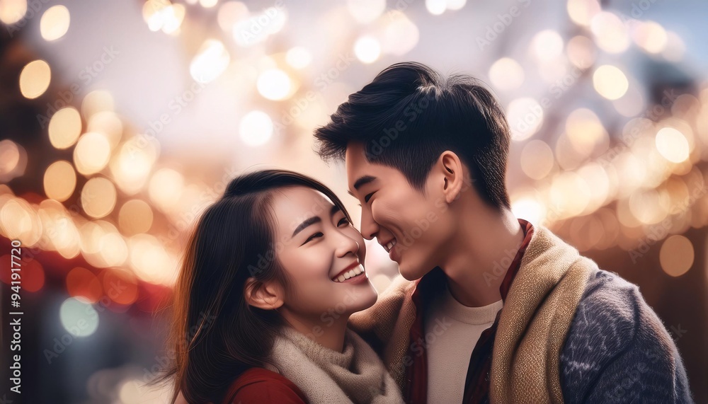 Couple kissing. Couple Enjoying a Happy Moment Together.