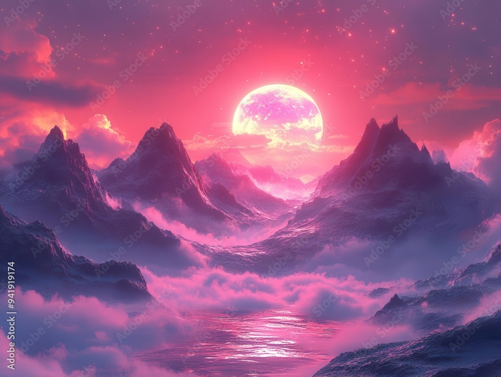 surreal vaporwave landscape with neonhued mountains and retrofuturistic elements dreamlike digital art scene with synthwave aesthetic and vivid colors surreal vaporwave landscape with neonhued mountains and retrofuturistic elements dreamlike digital art scene with synthwave aesthetic and vivid colors