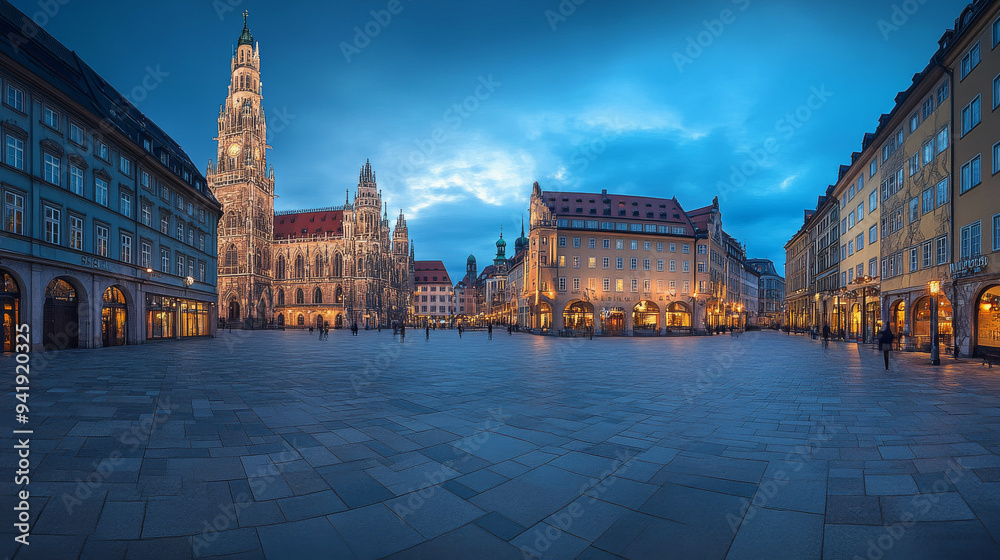 Fototapeta premium Evening View of Marienplatz in Munich