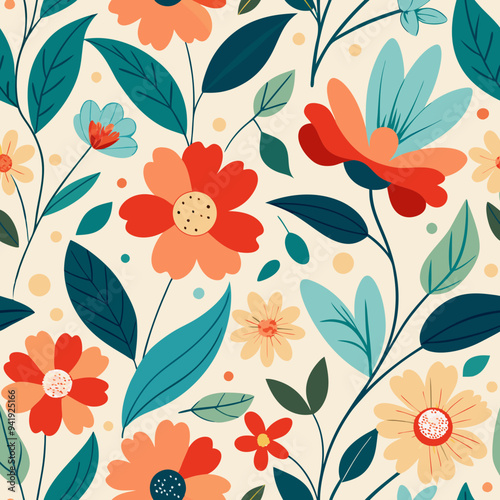 seamless floral pattern, seamless floral pattern with spring flowers