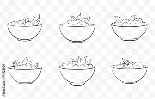 Print Traditional Som Tum Art Vector Set with Iconic Ingredients and Authentic Thai Flavors in Detailed Illustrations