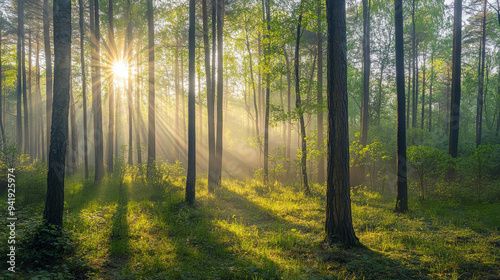 Sunrise Through Forest