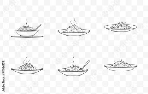 Print Pad Thai Art Vector Set Traditional Thai Noodle Dish Illustrations Authentic Cuisine Graphic Collection