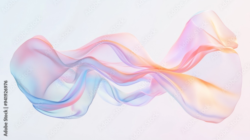 A colorful, flowing piece of fabric with a pink, blue, and orange hue