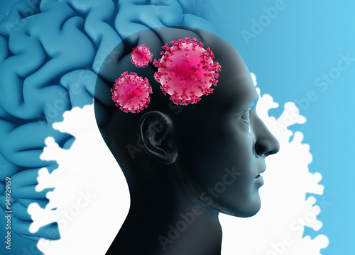 Coronavirus brain fog, conceptual illustration