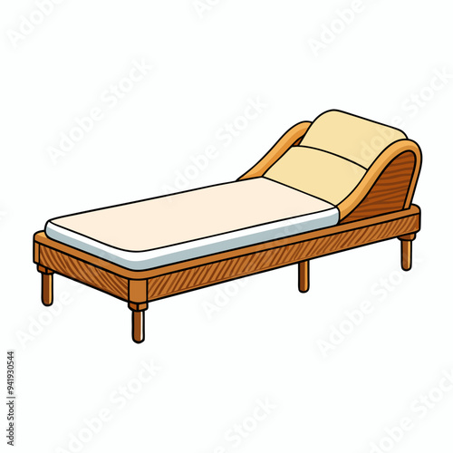 Minimalist Rattan Daybed on White Background vector