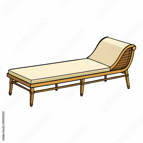 Minimalist Rattan Daybed on White Background vector