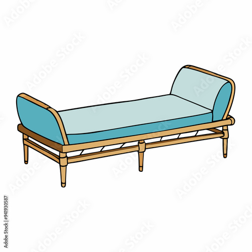 Minimalist Rattan Daybed on White Background vector