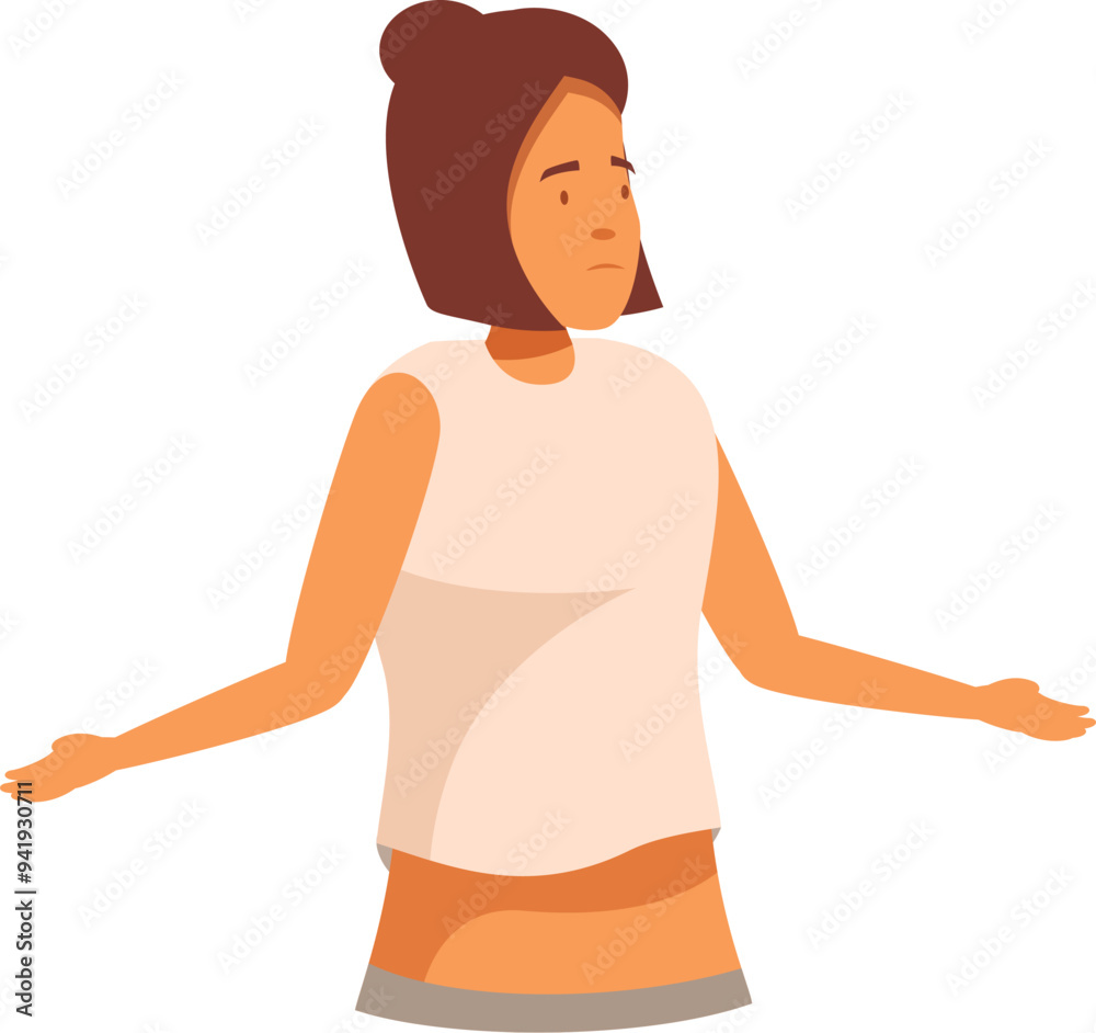 Young woman is shrugging her shoulders, unsure of what to do Young woman is shrugging her shoulders, unsure of what to do