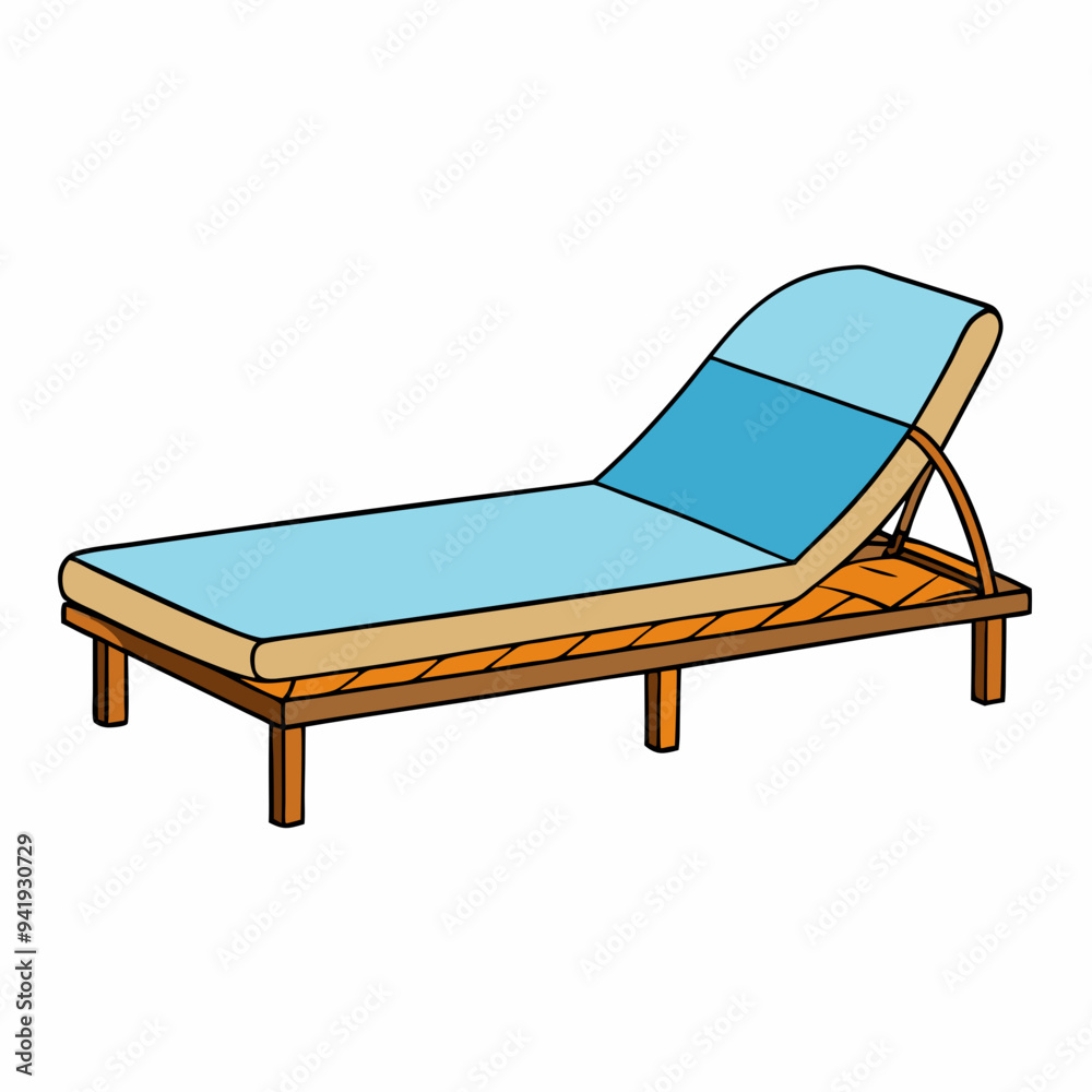 Minimalist Rattan Daybed on White Background vector Minimalist Rattan Daybed on White Background vector
