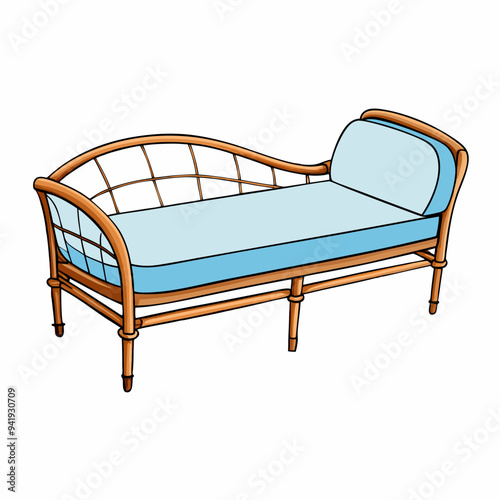 Minimalist Rattan Daybed on White Background vector