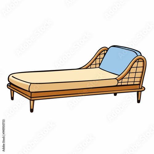 Minimalist Rattan Daybed on White Background vector