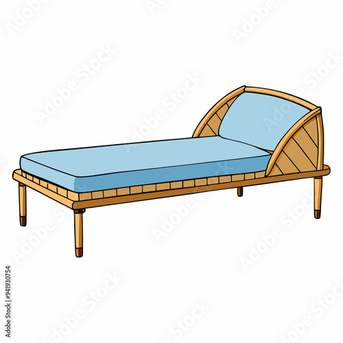 Minimalist Rattan Daybed on White Background vector