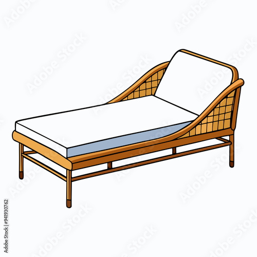 Minimalist Rattan Daybed on White Background vector