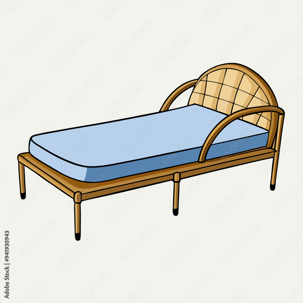 Minimalist Rattan Daybed on White Background vector Minimalist Rattan Daybed on White Background vector