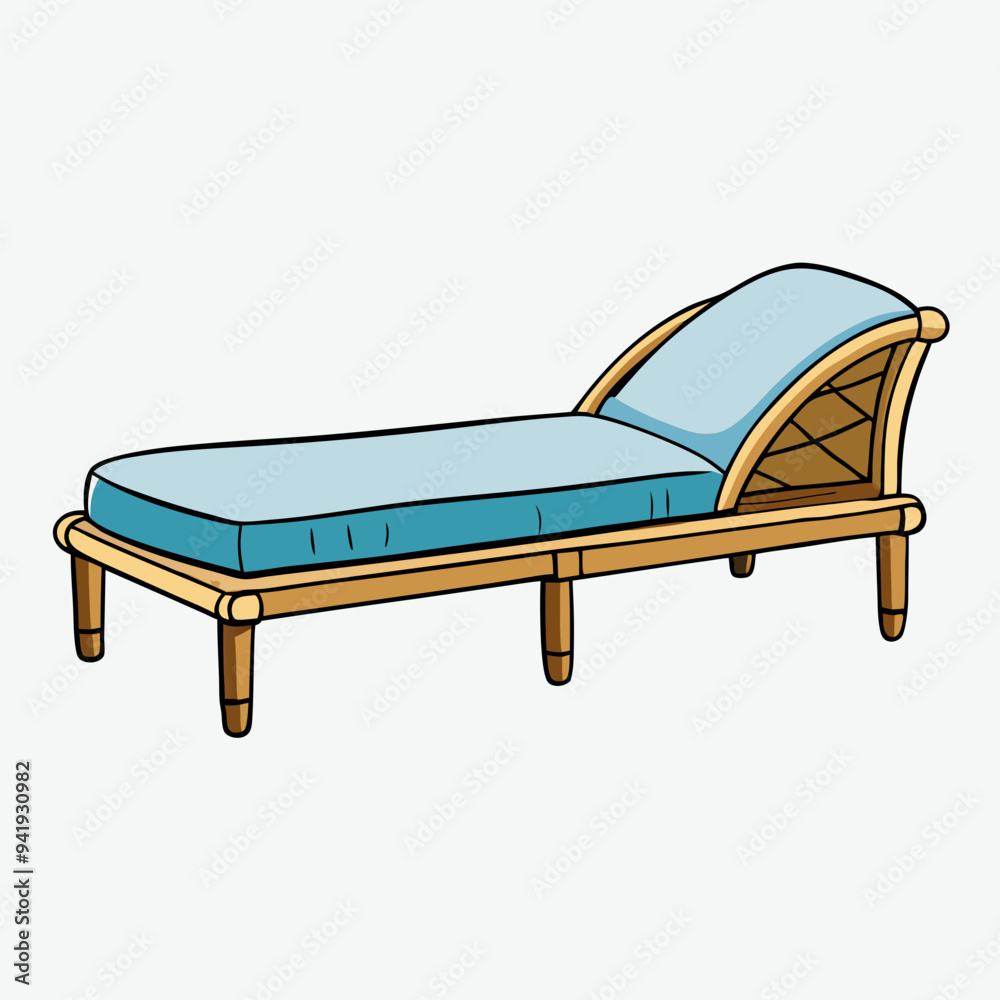 Minimalist Rattan Daybed on White Background vector Minimalist Rattan Daybed on White Background vector