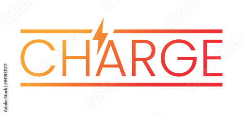 charge and lightning symbol concept. electric charging concept. orange-red charge logo