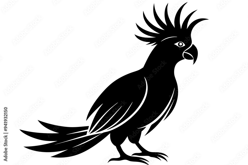 Cockatoo silhouette vector art illustration on a white background Cockatoo silhouette vector art illustration on a white background
