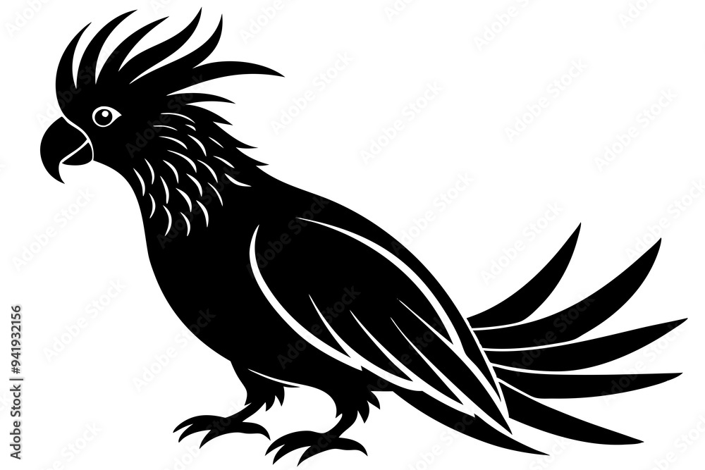 Fototapeta premium Cockatoo silhouette vector art illustration on a white background