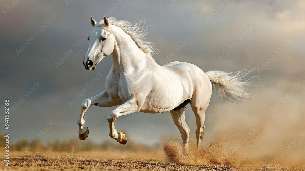 White Horse Running in the Field White Horse Running in the Field