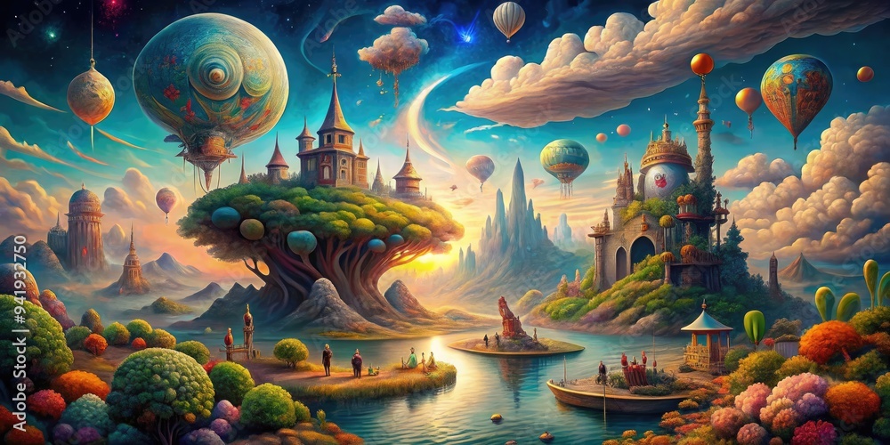Obraz premium Surrealist Dreamscape: Dreamlike scenes, unexpected juxtapositions, symbolism, a sense of the uncanny