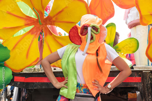 Woman with a Marimonda mask at the carnival of Barranquilla photo