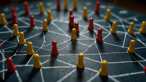Game Pieces on a Network Web, Plotting Courses in a Tactical Play for Strategic Moves.