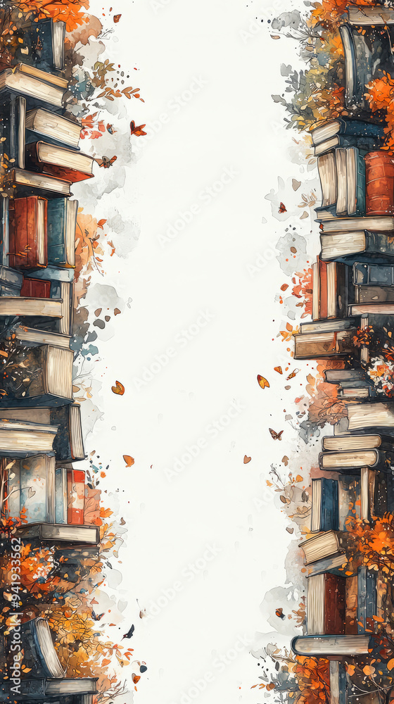 Fototapeta premium Book background with empty space, back to school. AI generative