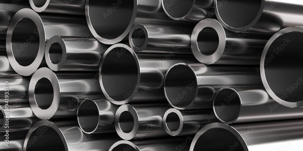 Stack of stainless steel pipes. Industrial background Stack of stainless steel pipes. Industrial background