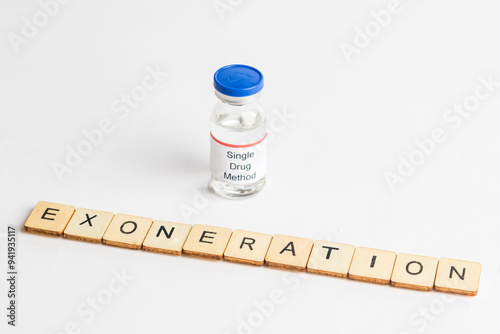 Medical Vial with label on a white background photo