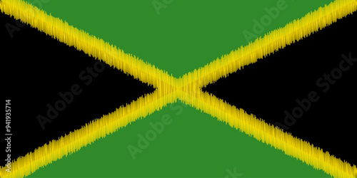 Jamaica Independence Day August 6. Scribble style Jamaica flag vector background. Poster, card, banner.