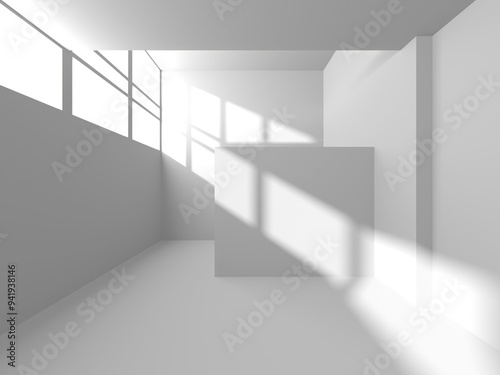 Abstract light corridor interior. Futuristic architecture background