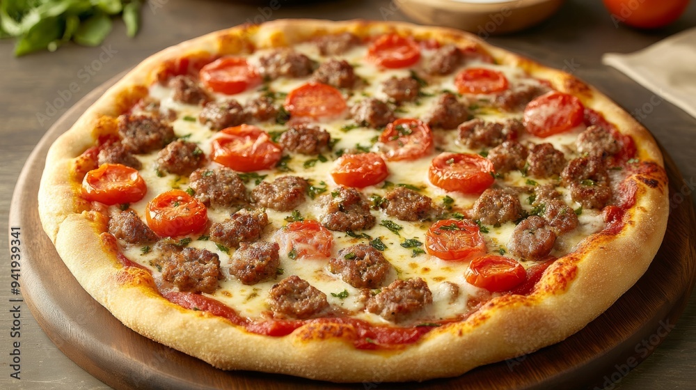 Sausage and Tomato Vertical Pizza Sausage and Tomato Vertical Pizza
