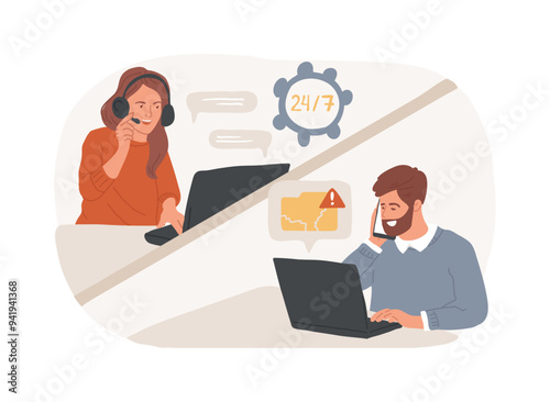 Troubleshooting isolated cartoon vector illustrations.