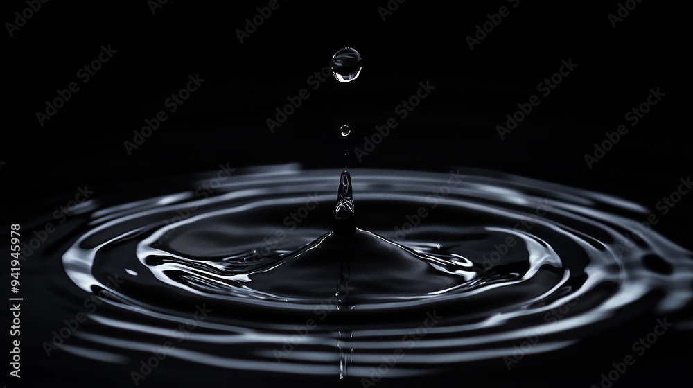 Water Ripples from Drop in Darkness Water Ripples from Drop in Darkness