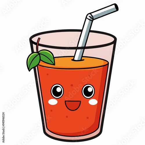 glass of tomato juice vector