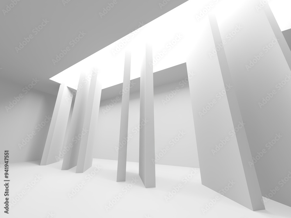 Fototapeta premium Minimalistic room space. White clean empty architecture interior