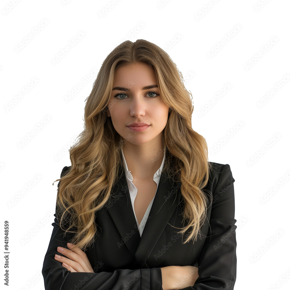 A diligent young businesswoman isolated on a transparent background